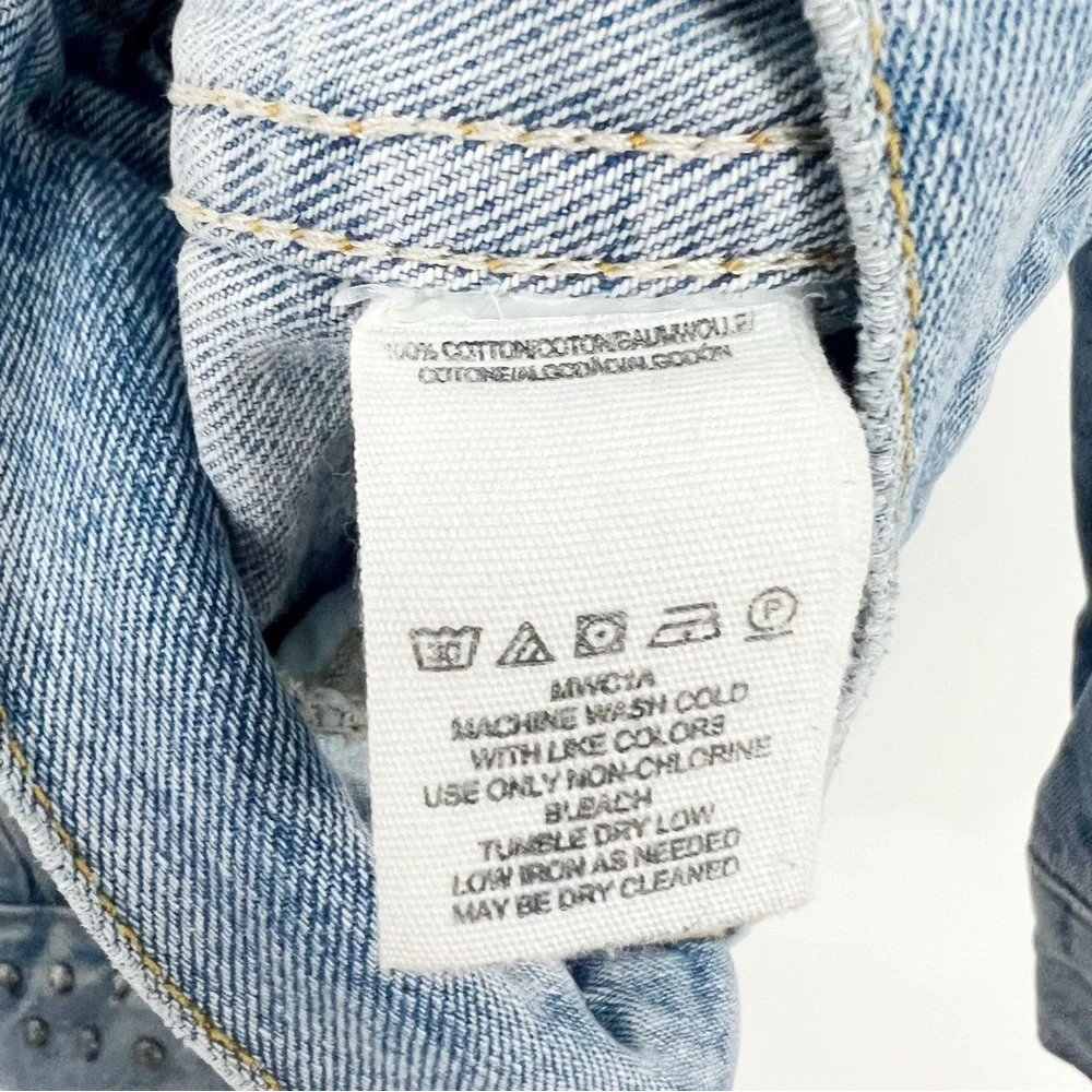 Free People Studded Denim Trucker Jacket in Blue Size Small - Picture 11 of 11